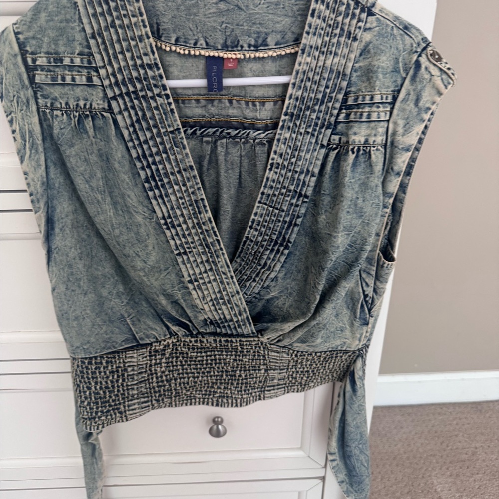 Anthropologie Blue Textured Blouse
